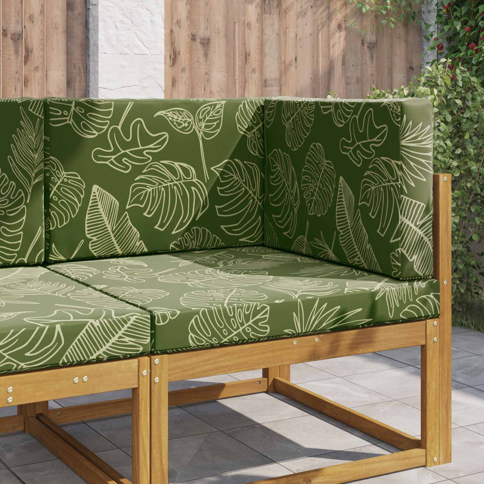 vidaXL Sofakissen für draußen 3 pcs Blattdesign Polyester