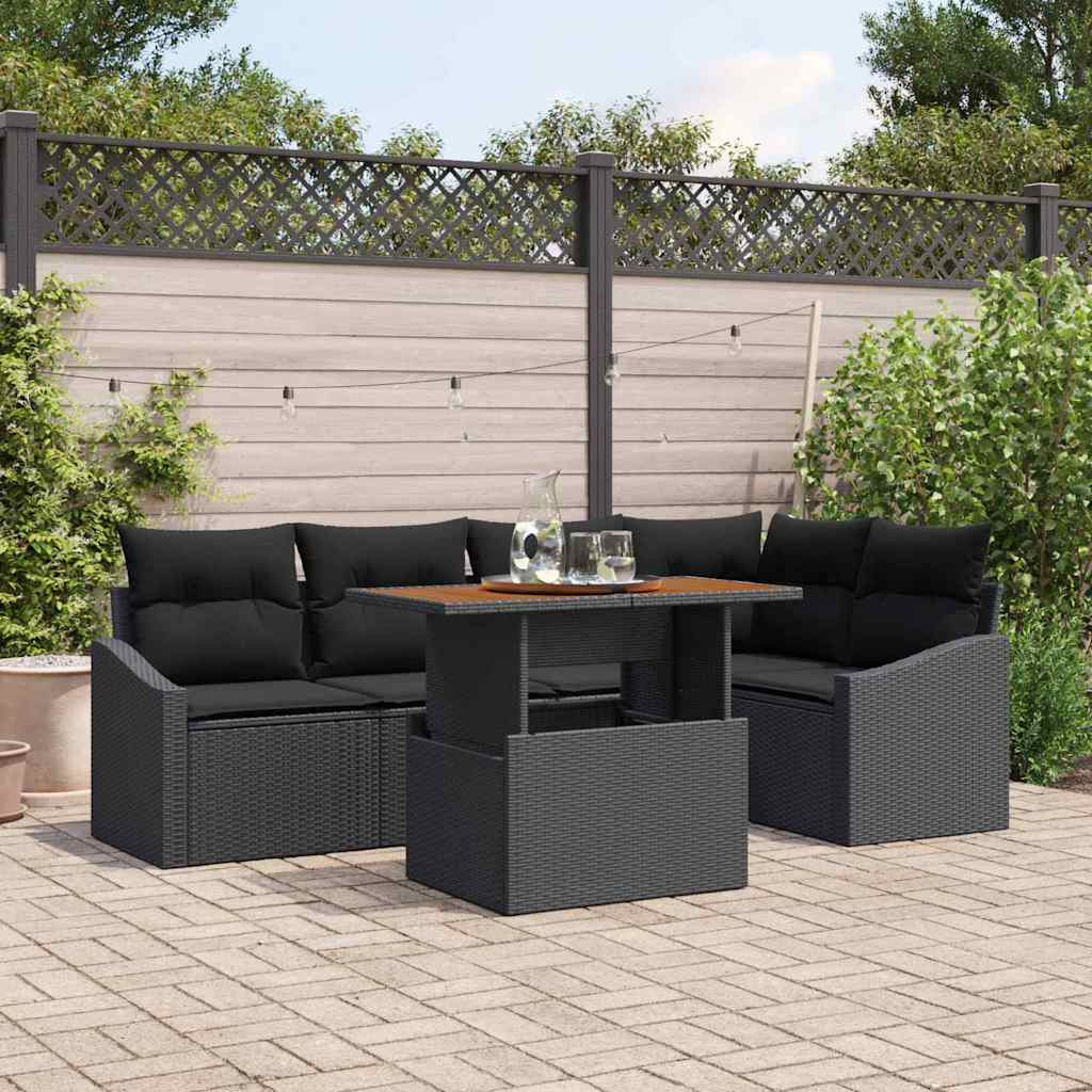 vidaXL Gartensofa-set 6 Stk. Schwarz und Braun