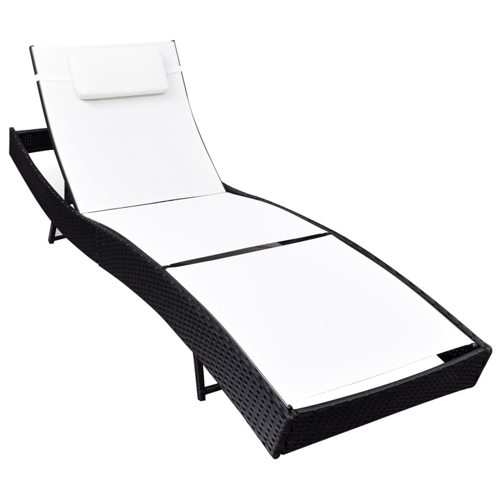 vidaXL Sonnenliege Poly Rattan Schwarz