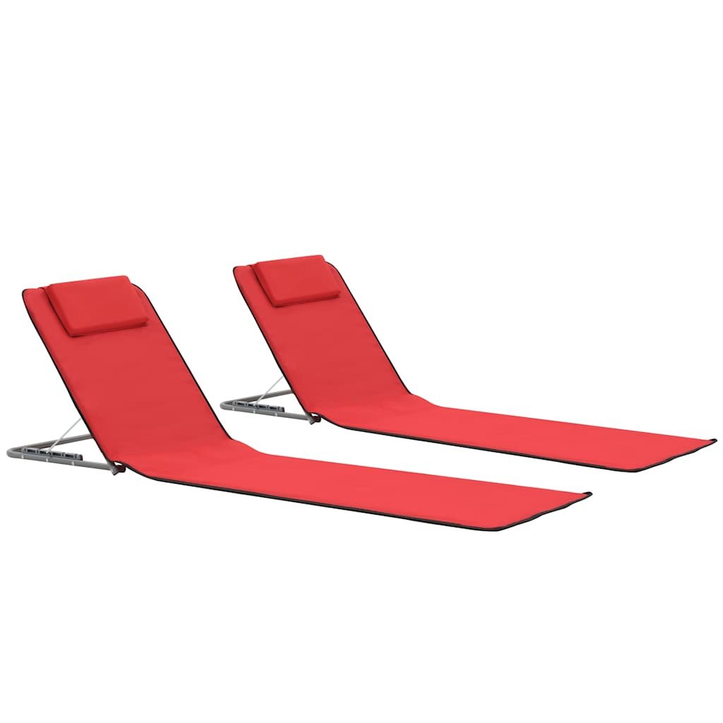 vidaXL Klappbare Strandmatte 2 Stk. Stahl und Stoff Rot