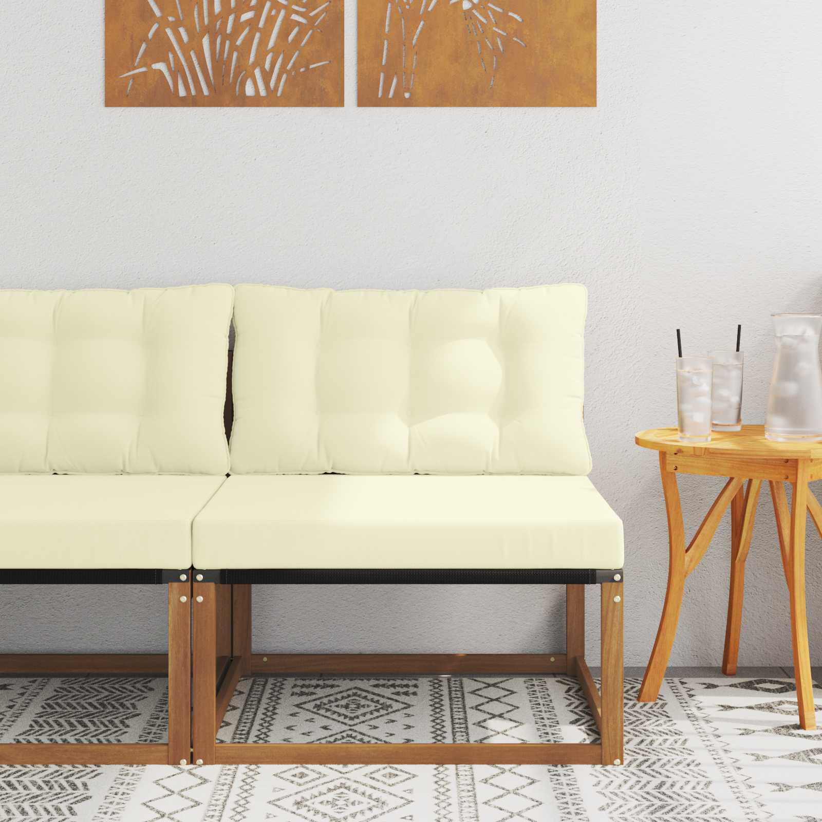 vidaXL Outdoor Mittelsofa Massives Akazienholz und Textilene Natur