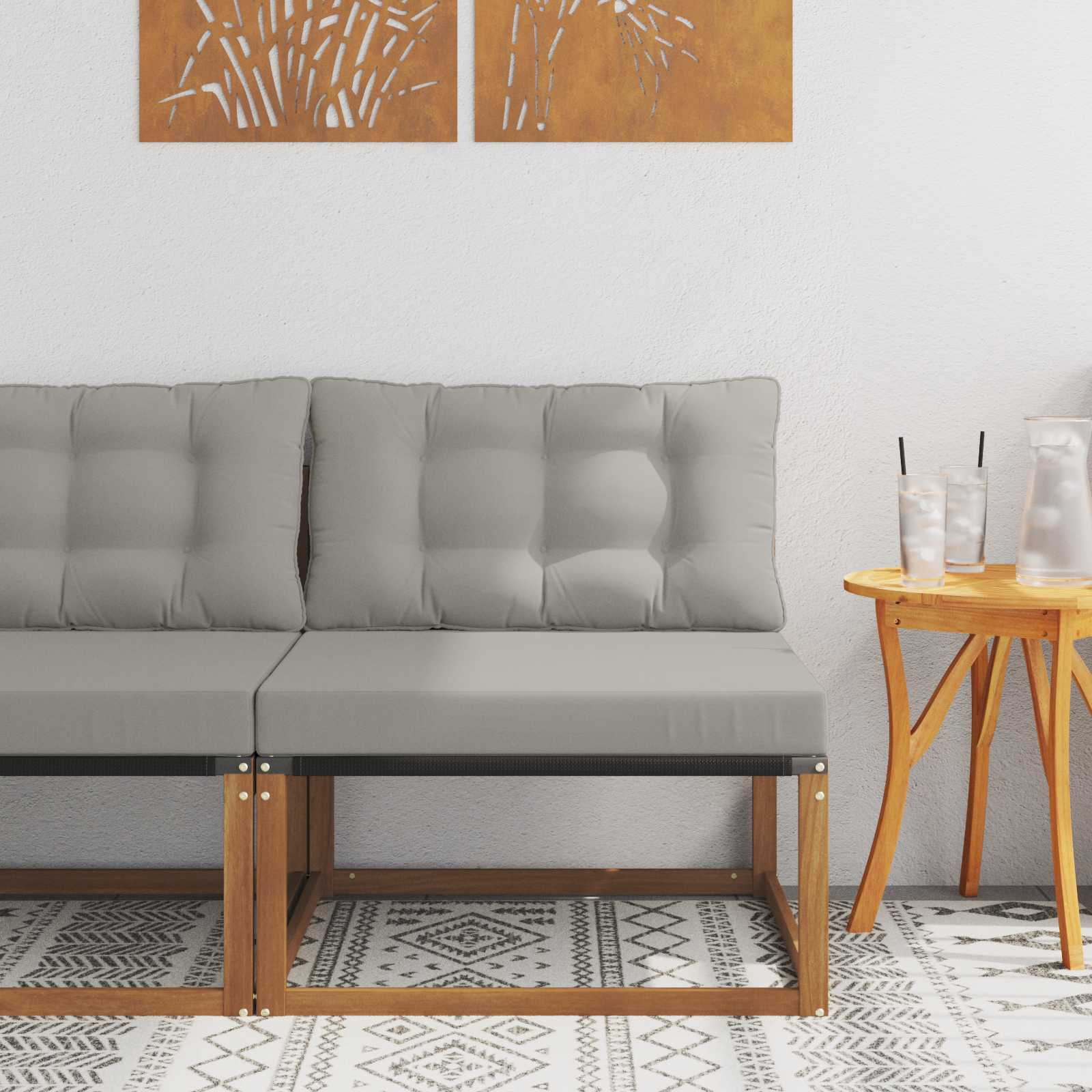 vidaXL Outdoor Mittelsofa Massives Akazienholz und Textilene Natur