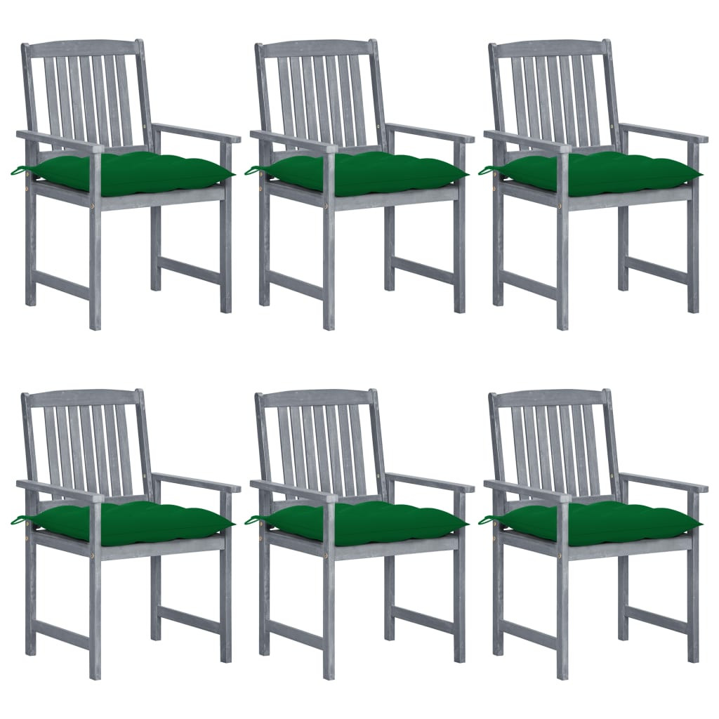vidaXL Gartenstühle mit Kissen 6 Stk. Massivholz Akazie Grau