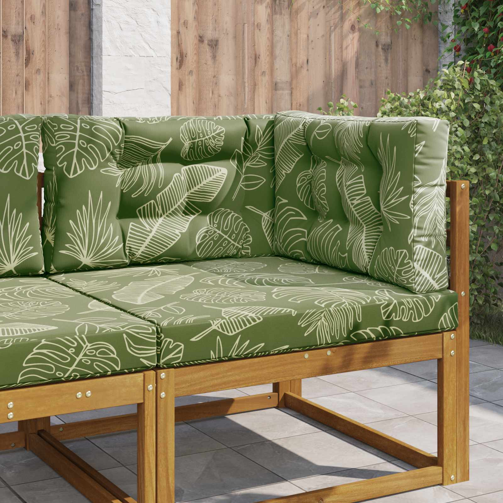 vidaXL Sofakissen für draußen 3 pcs Blattdesign Polyester