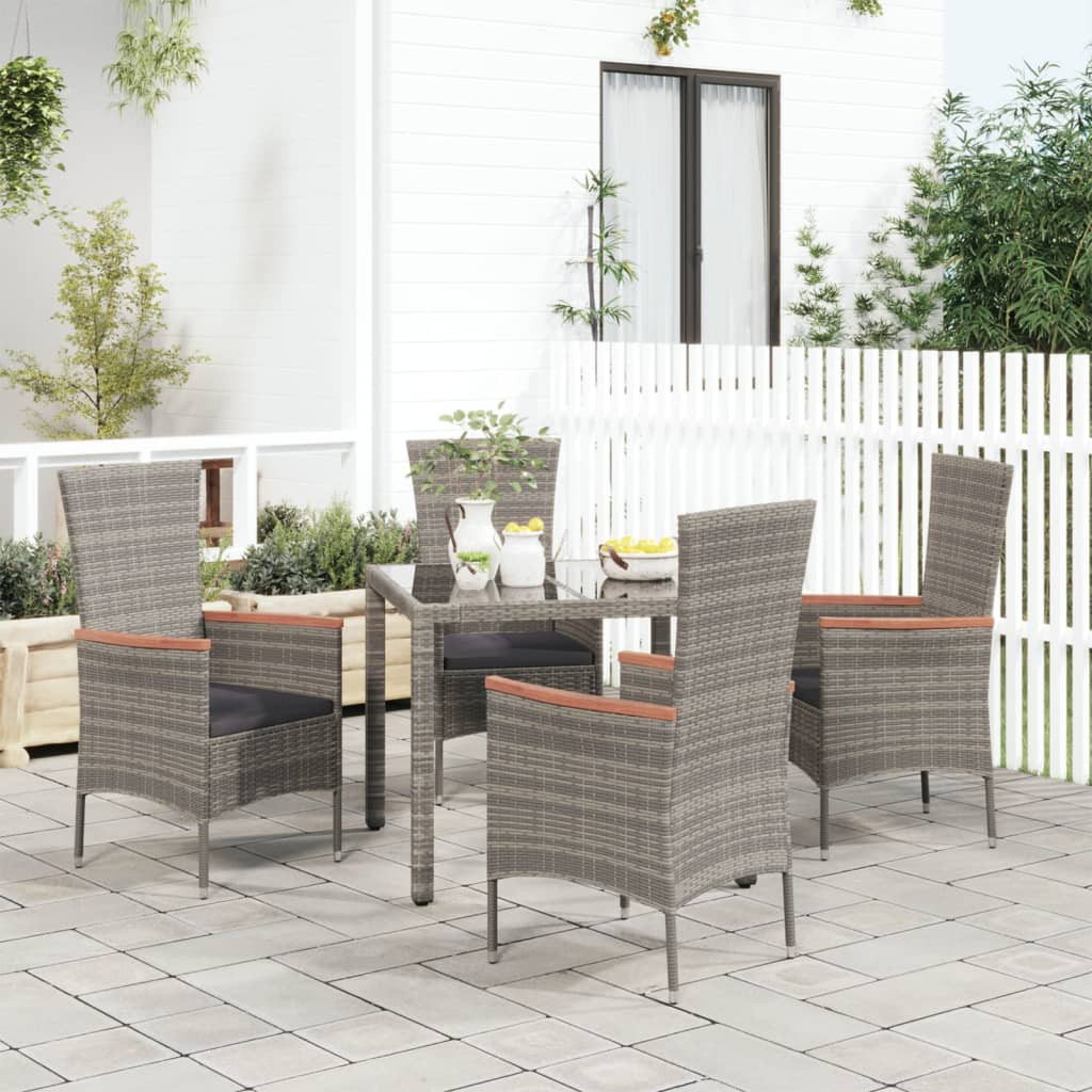 vidaXL Gartenstühle mit Kissen 4 Stk. Poly Rattan Grau