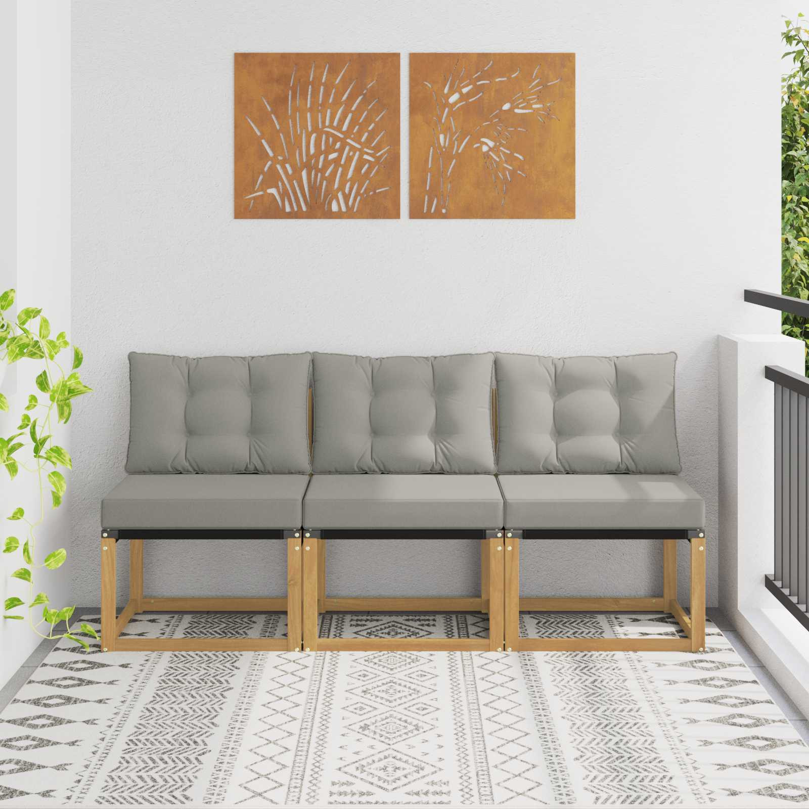 vidaXL 3 Stück Outdoor Mittelsofa