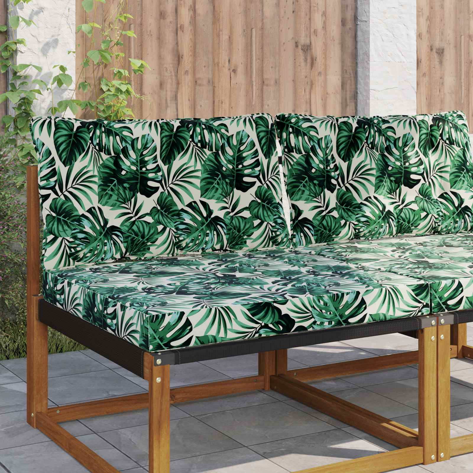 vidaXL Sofakissen für draußen Polyester Blattmuster 80 x 68,5 x 8 cm