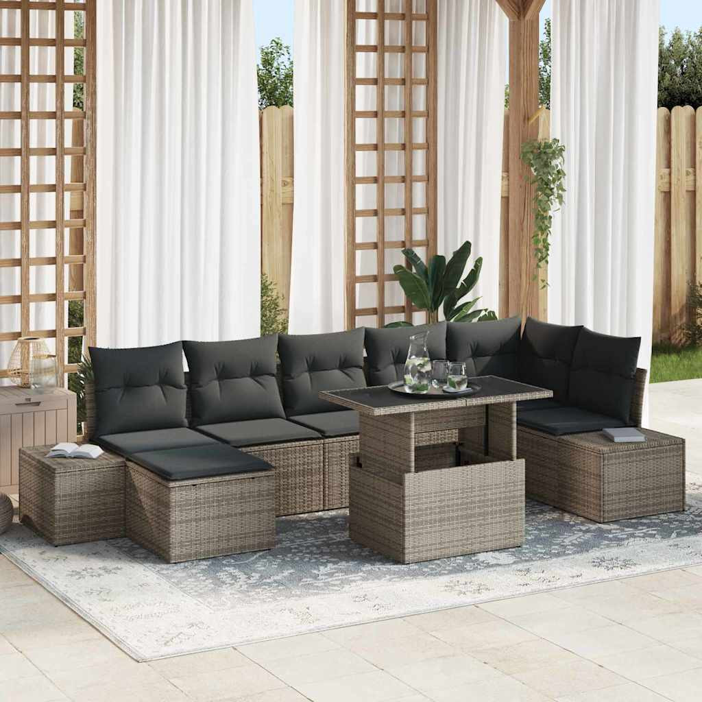 vidaXL Garten-Sofa-Set mit Kissen 8 pcs Grau