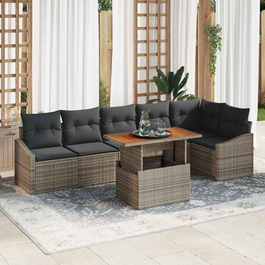 vidaXL Gartensofa-set 7 Stk. Grau und Braun