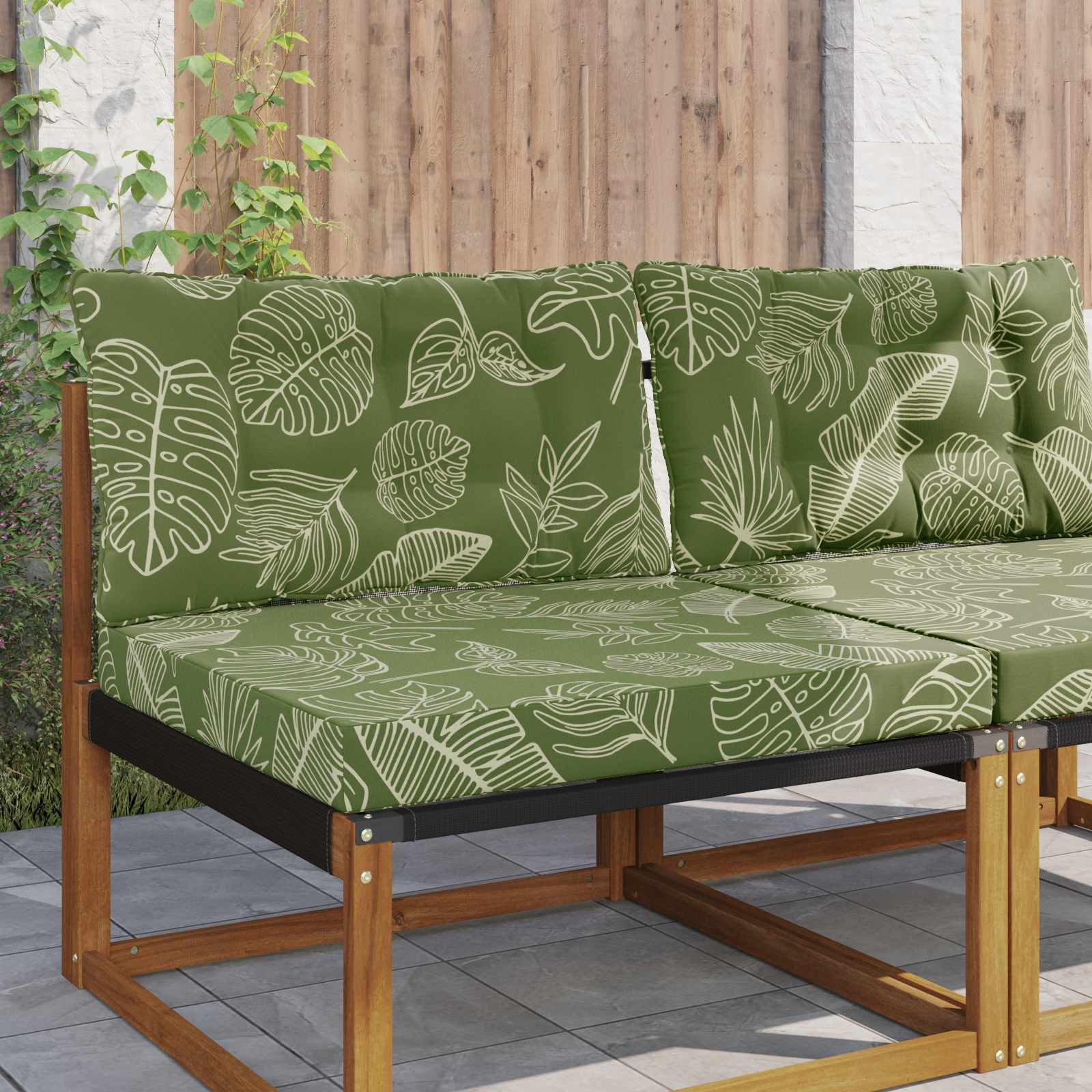 vidaXL Sofakissen für draußen Polyester Blattdesign 80 x 68,5 x 8 cm