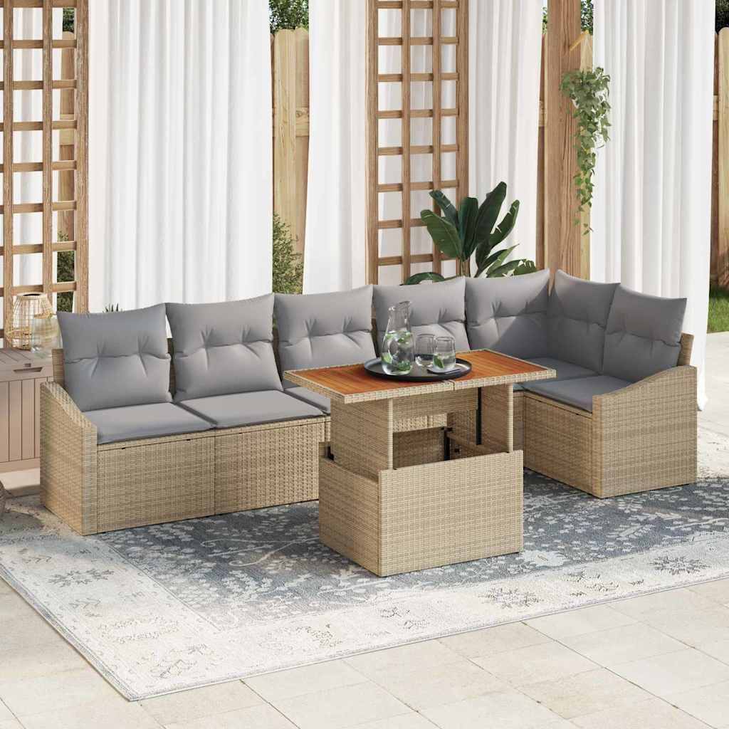 vidaXL Gartensofa-set 7 Stk. Beige und Grau