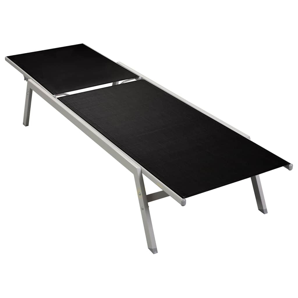 vidaXL Sonnenliege Stahl und Textilene Schwarz