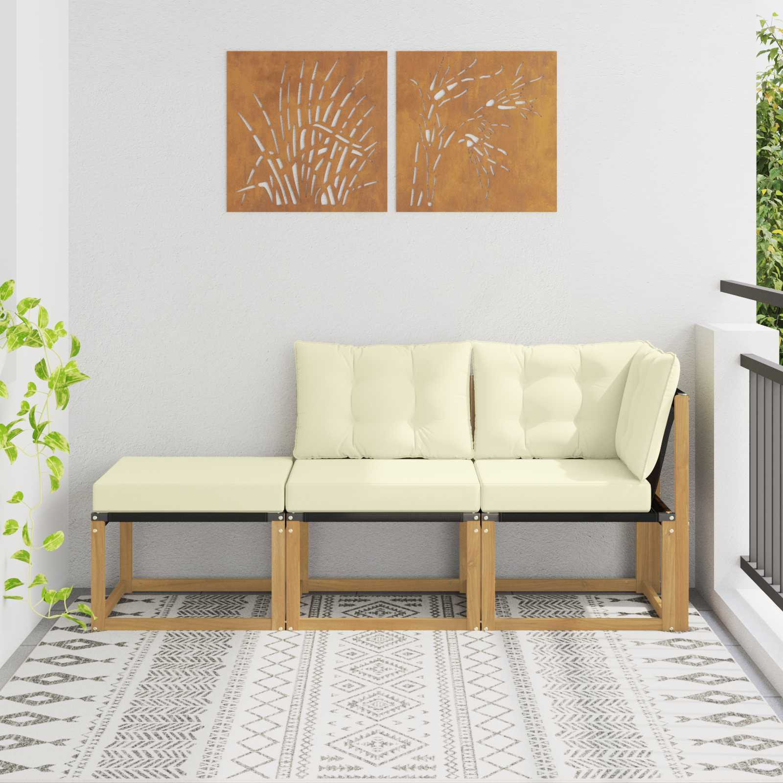 vidaXL Sectional Sofa Einheiten mit Kissen 3 Stück Weiß