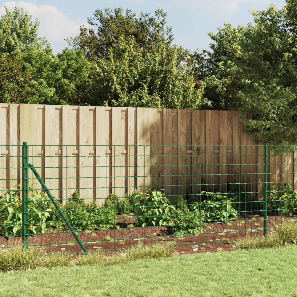 vidaXL Maschendrahtzaun mit Bodenhülsen Grün 1,1x25 m