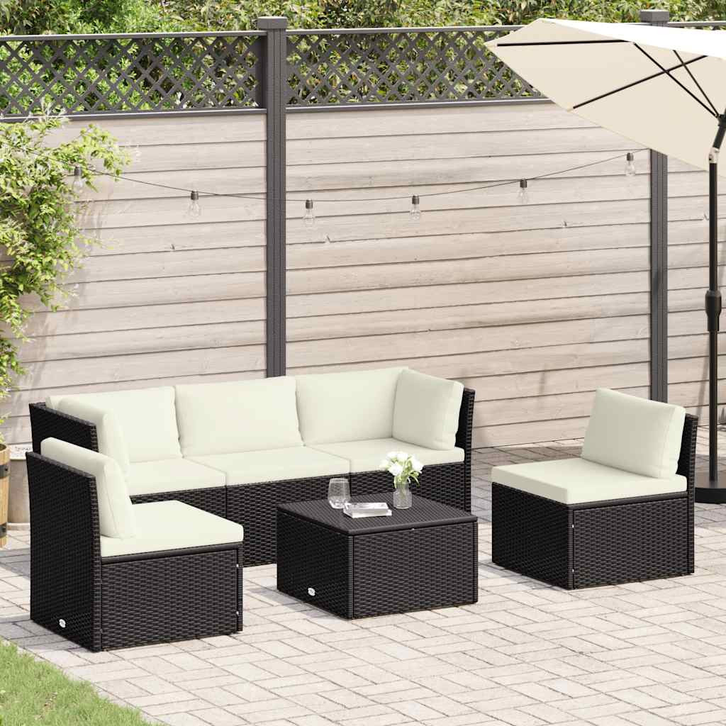 vidaXL 4-tlg. Garten-Lounge-Set mit Kissen Poly-Rattan Braun