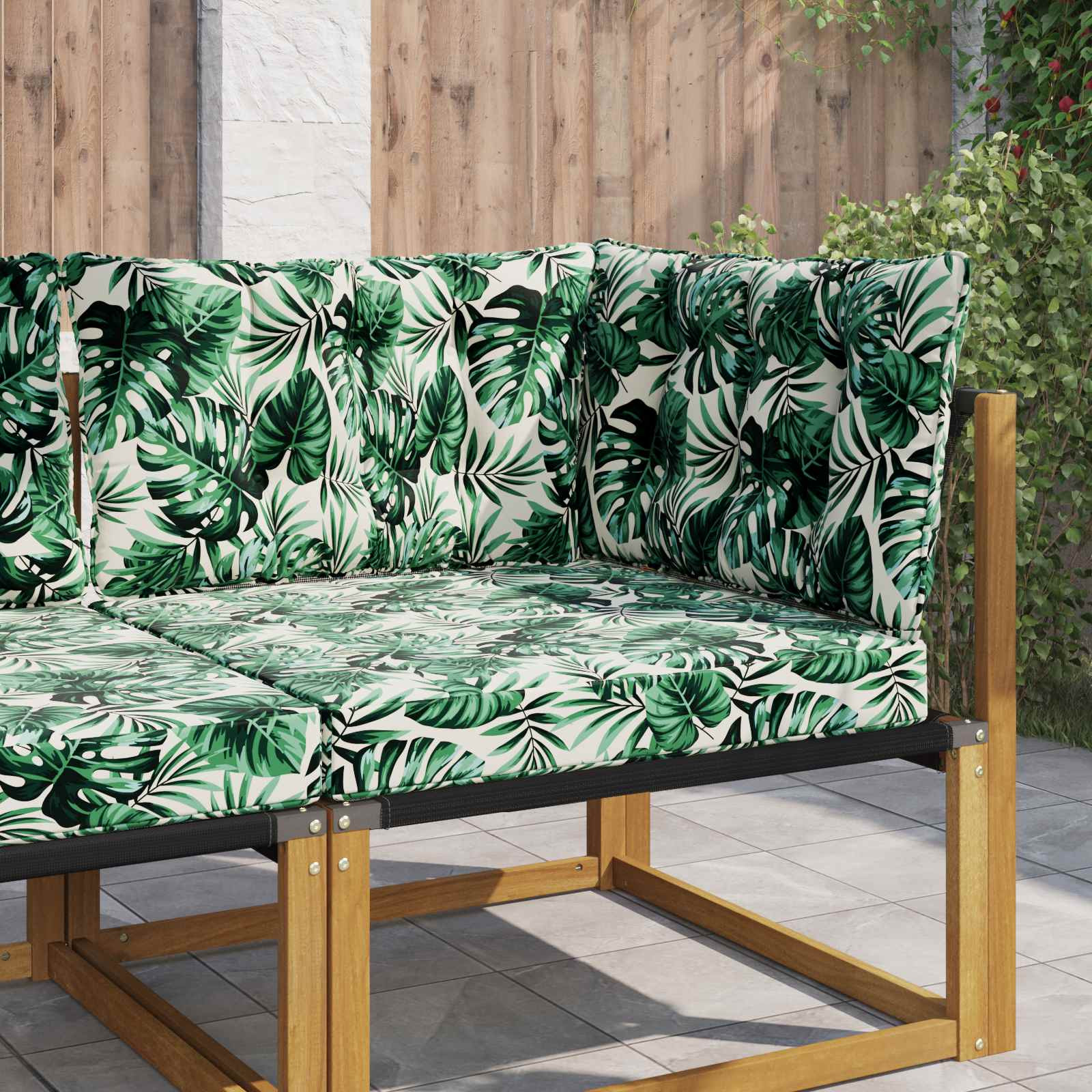 vidaXL Sofakissen für draußen Polyester Blattmuster 80 x 43 x 10 cm