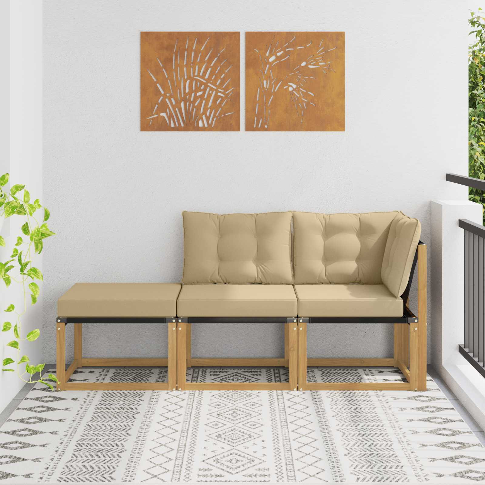 vidaXL Sectional Sofa Einheiten mit Kissen 3 Stück Weiß