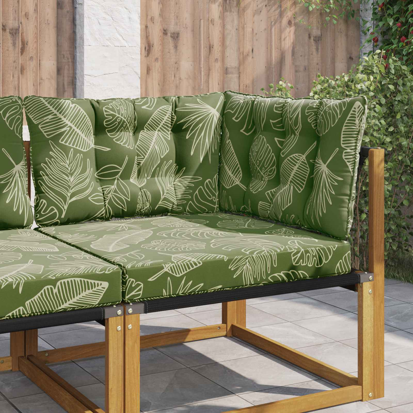 vidaXL Sofakissen für draußen Polyester Blattdesign 80 x 43 x 10 cm