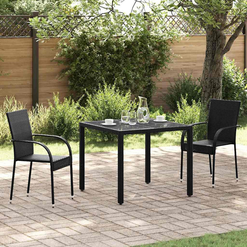 vidaXL Stapelbare Gartenstühle 2 Stk. Poly Rattan Schwarz