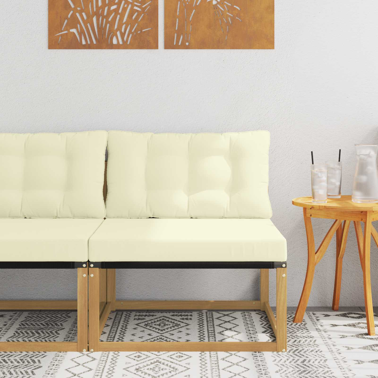 vidaXL Outdoor Mittelsofa mit Kissen Weiß 79 x 83 x 73 cm Stahl