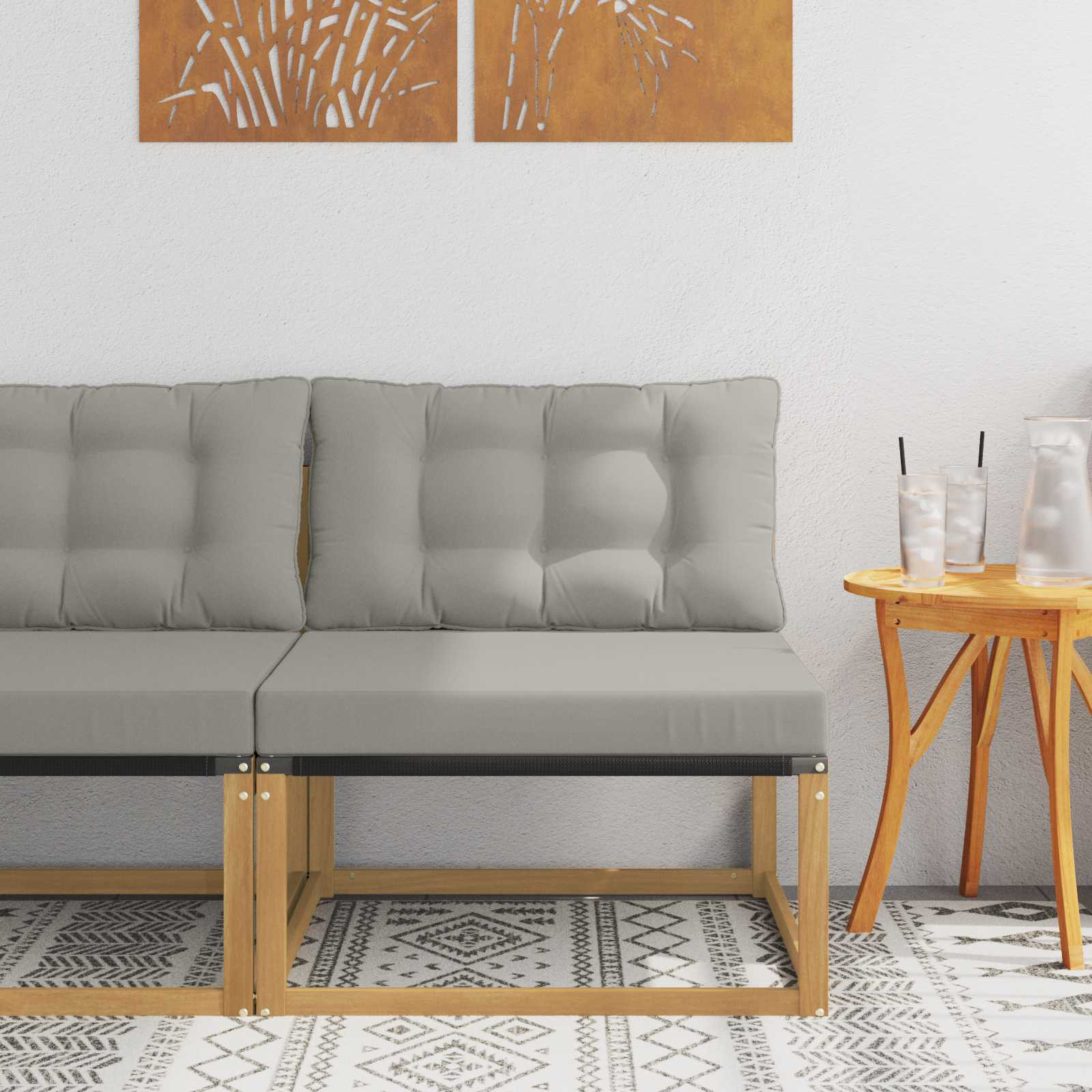 vidaXL Outdoor Mittelsofa mit Kissen Weiß 79 x 83 x 73 cm Stahl