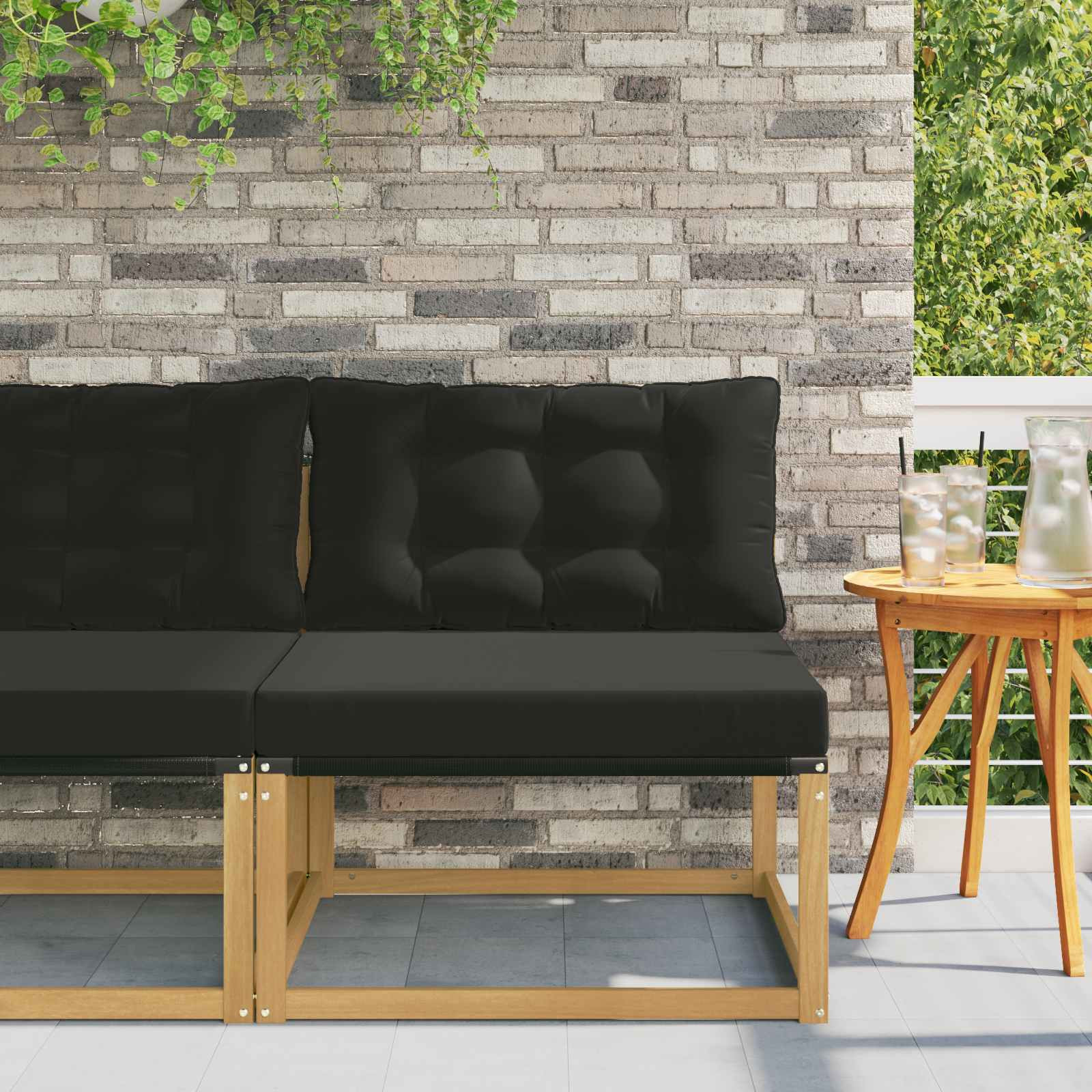 vidaXL Outdoor Mittelsofa mit Kissen Weiß 79 x 83 x 73 cm Stahl