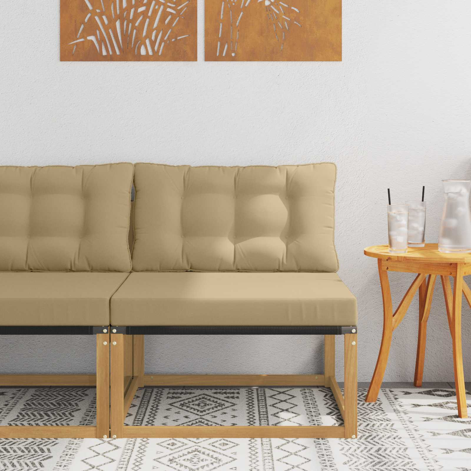 vidaXL Outdoor Mittelsofa mit Kissen Weiß 79 x 83 x 73 cm Stahl