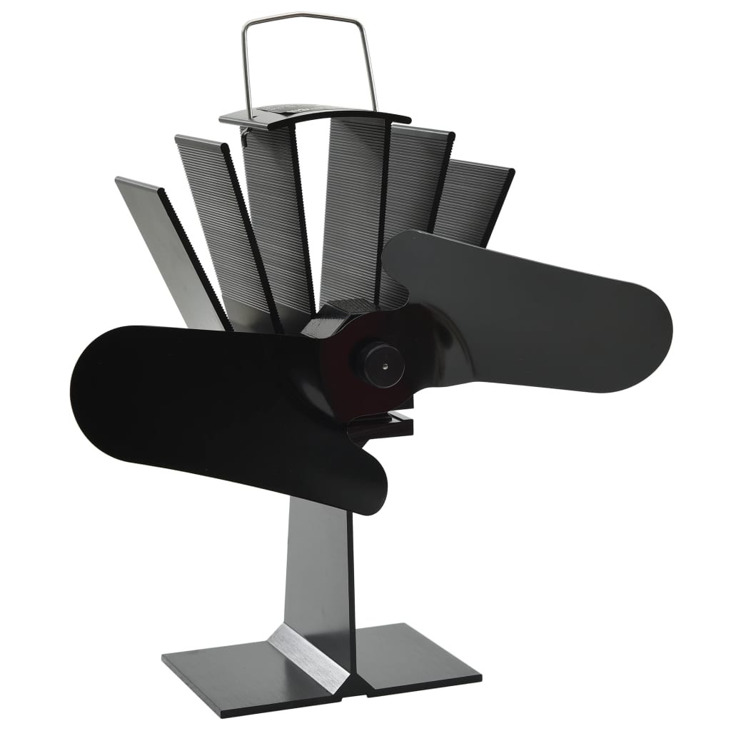 vidaXL Ofenventilator Wärmebetrieben 2 Blätter Schwarz
