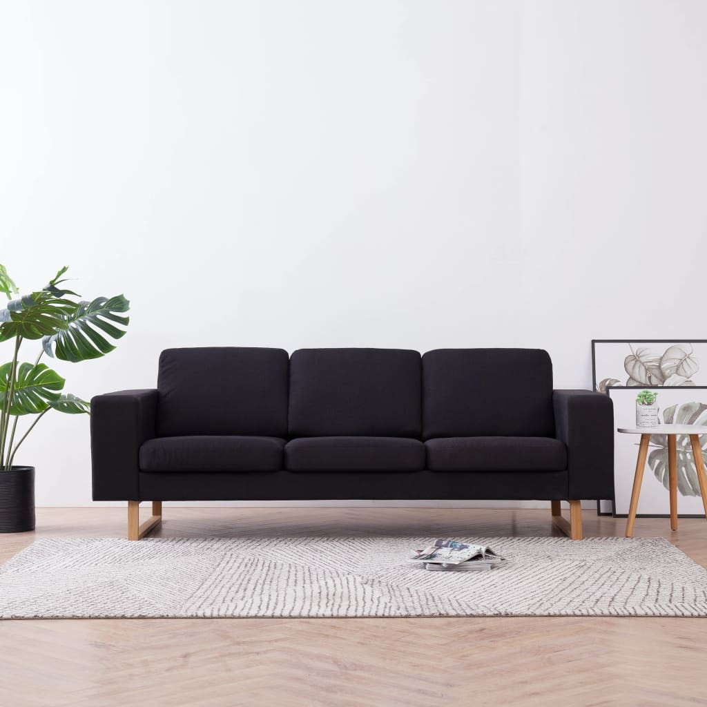vidaXL 3-Sitzer-Sofa Stoff Schwarz