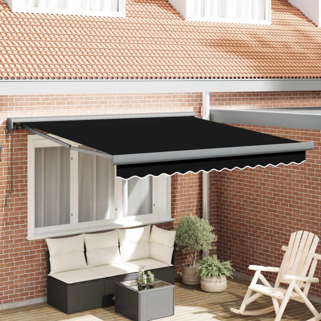 vidaXL Ausziehbare Markise Schwarz 350 x 250 x 165 cm Stoff und Metall