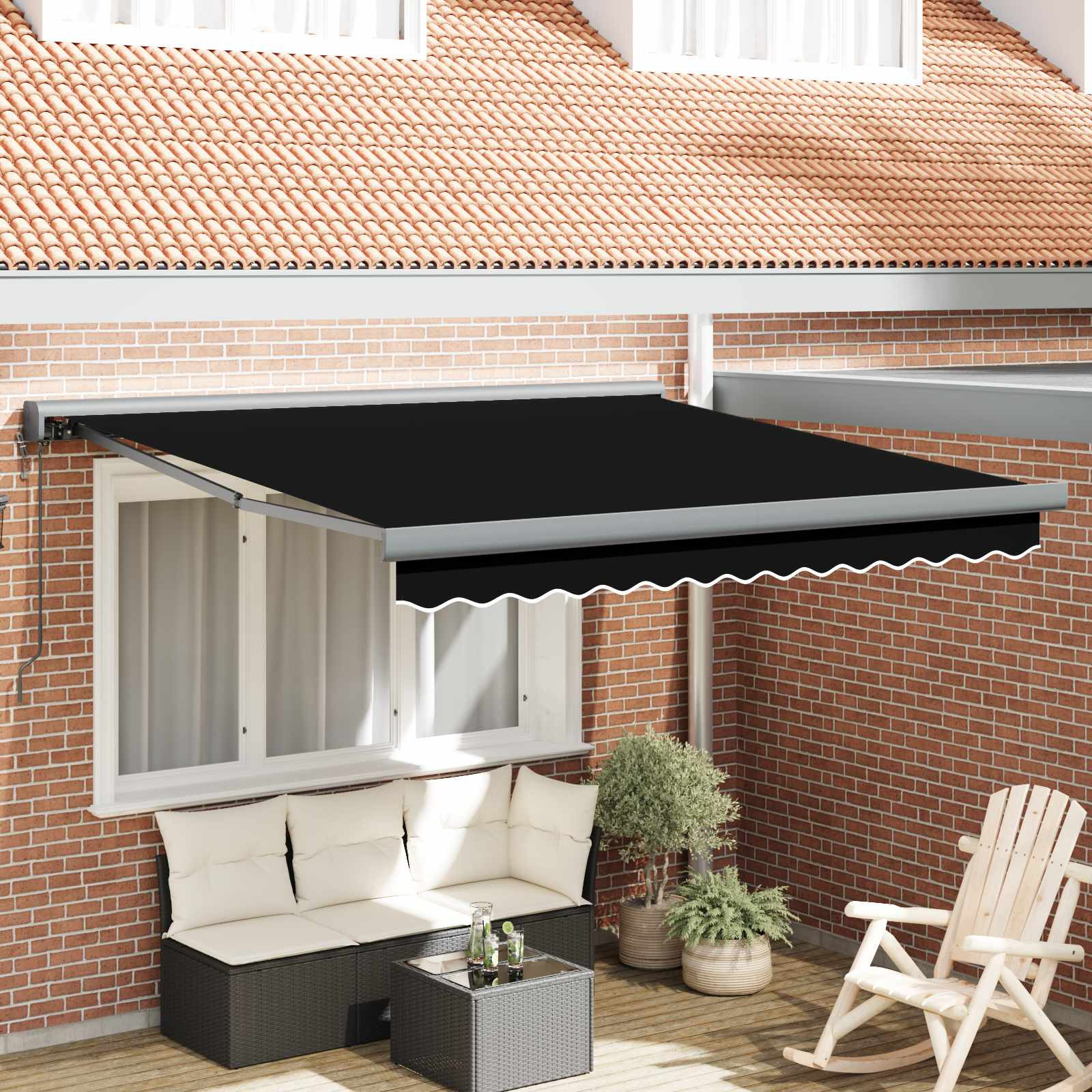 vidaXL Ausziehbare Markise Schwarz 350 x 250 x 165 cm Stoff und Metall