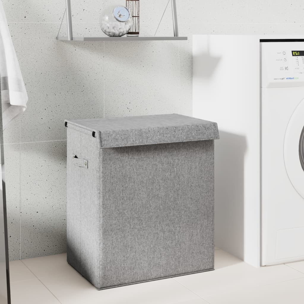 vidaXL Faltbarer Wäschekorb Grau 51x34,5x59 cm Leinenimitat Stoff