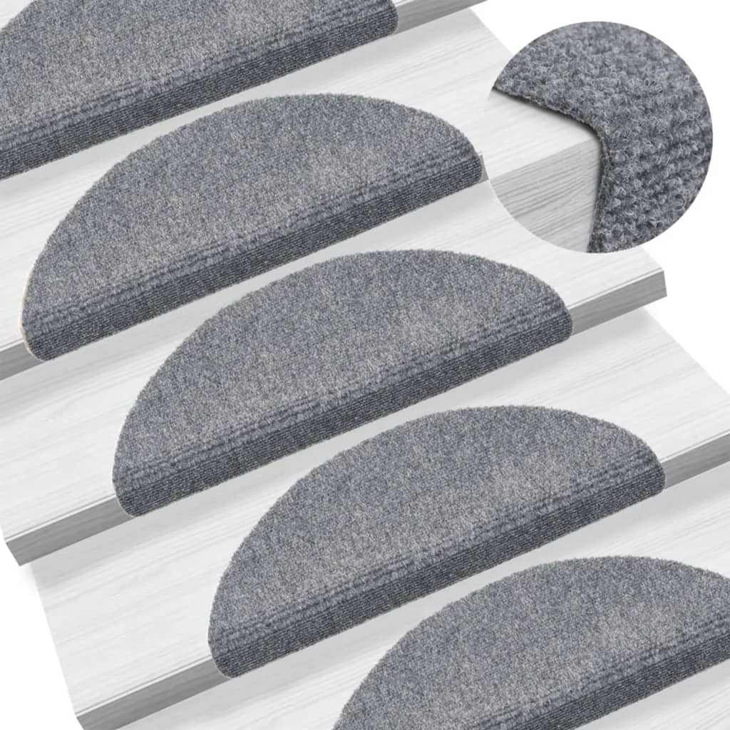 vidaXL Stufenmatten Selbstklebend 15 Stk. 56x17x3 cm Hellgrau Halbrund