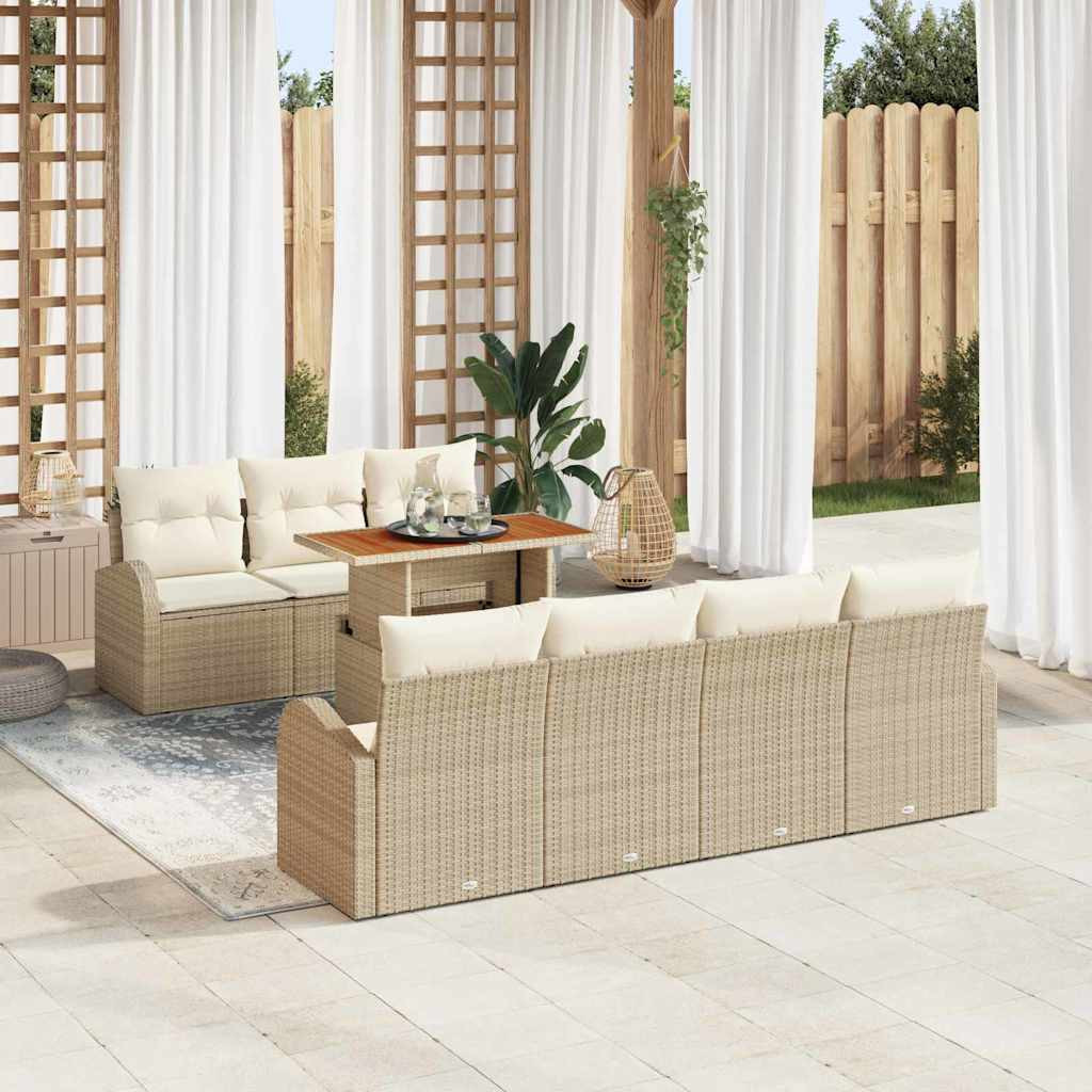 vidaXL Garten-Sofa-Set mit Kissen 8 pcs Beige und Creme