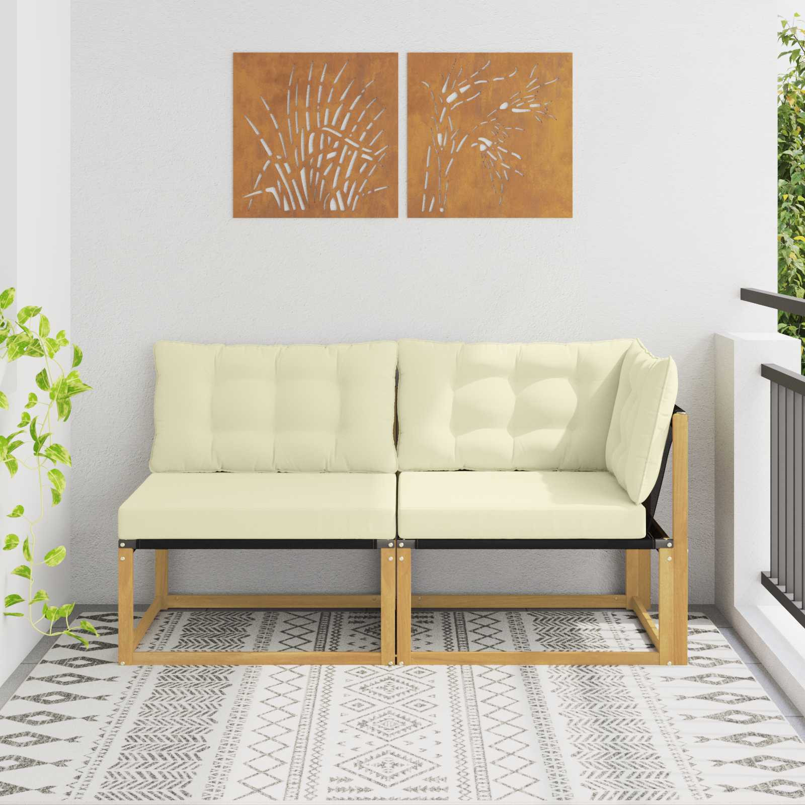 vidaXL Sectional Sofa Einheiten mit Kissen Weiß 162,5 x 83 x 73 cm