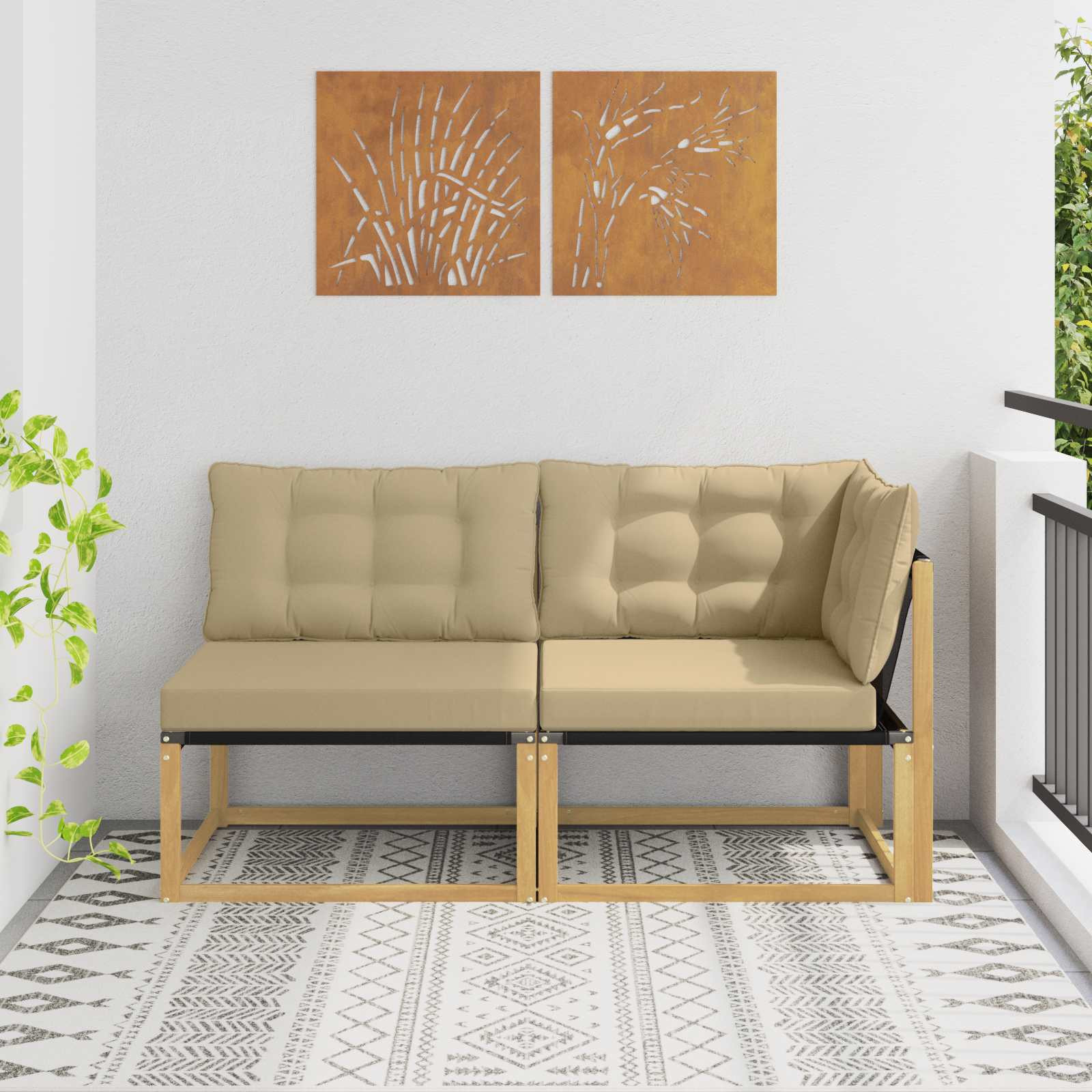 vidaXL Sectional Sofa Einheiten mit Kissen Weiß 162,5 x 83 x 73 cm