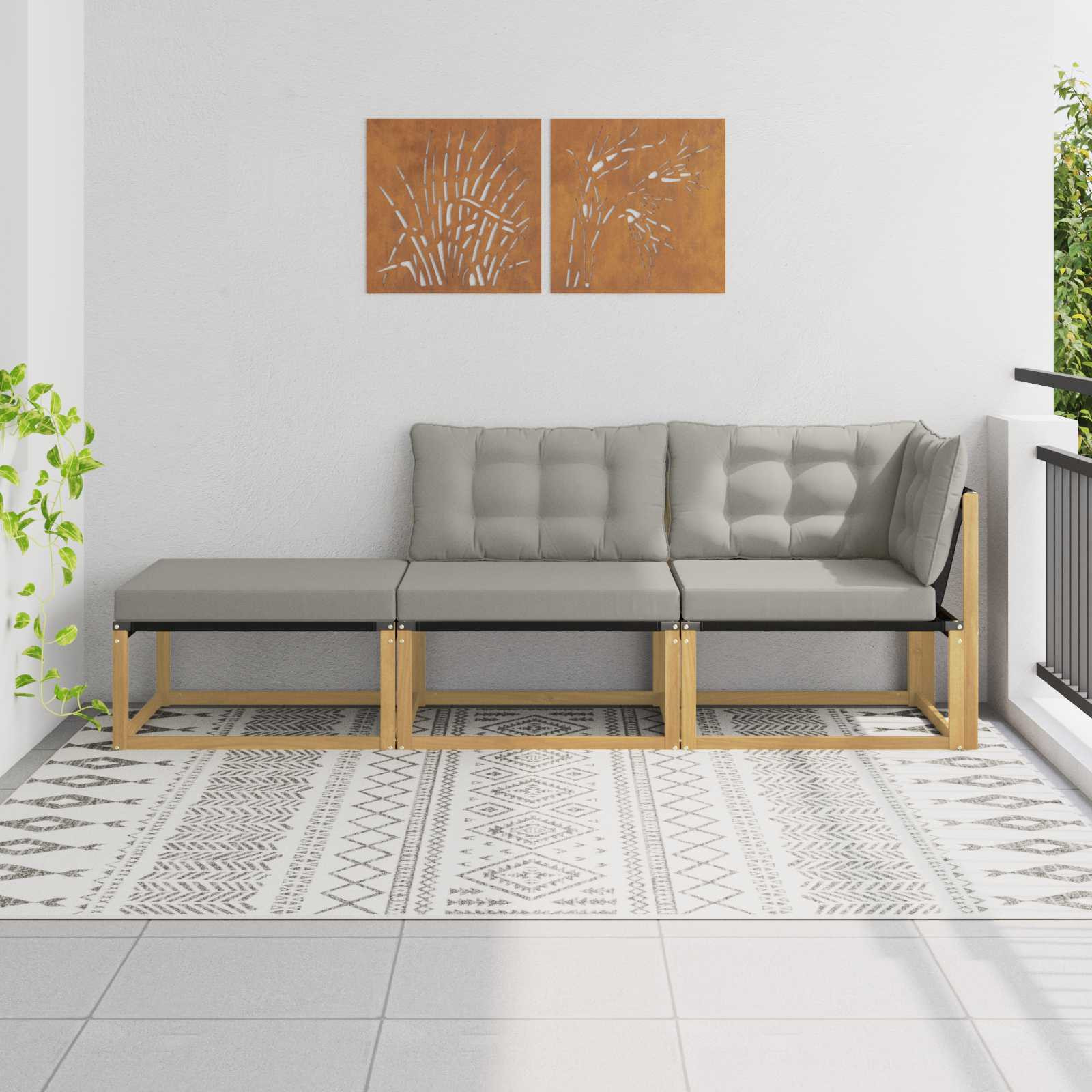 vidaXL Outdoor-Sofagarnitur Weiß und Hellgrau 241,5 x 83 x 73 cm