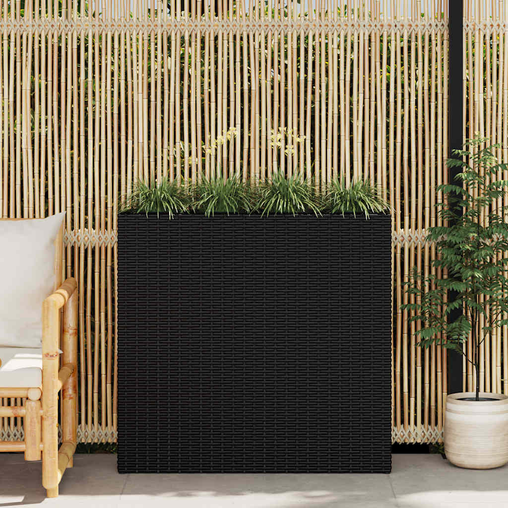 vidaXL Garten-Hochbeet mit 4 Töpfen Poly Rattan Schwarz