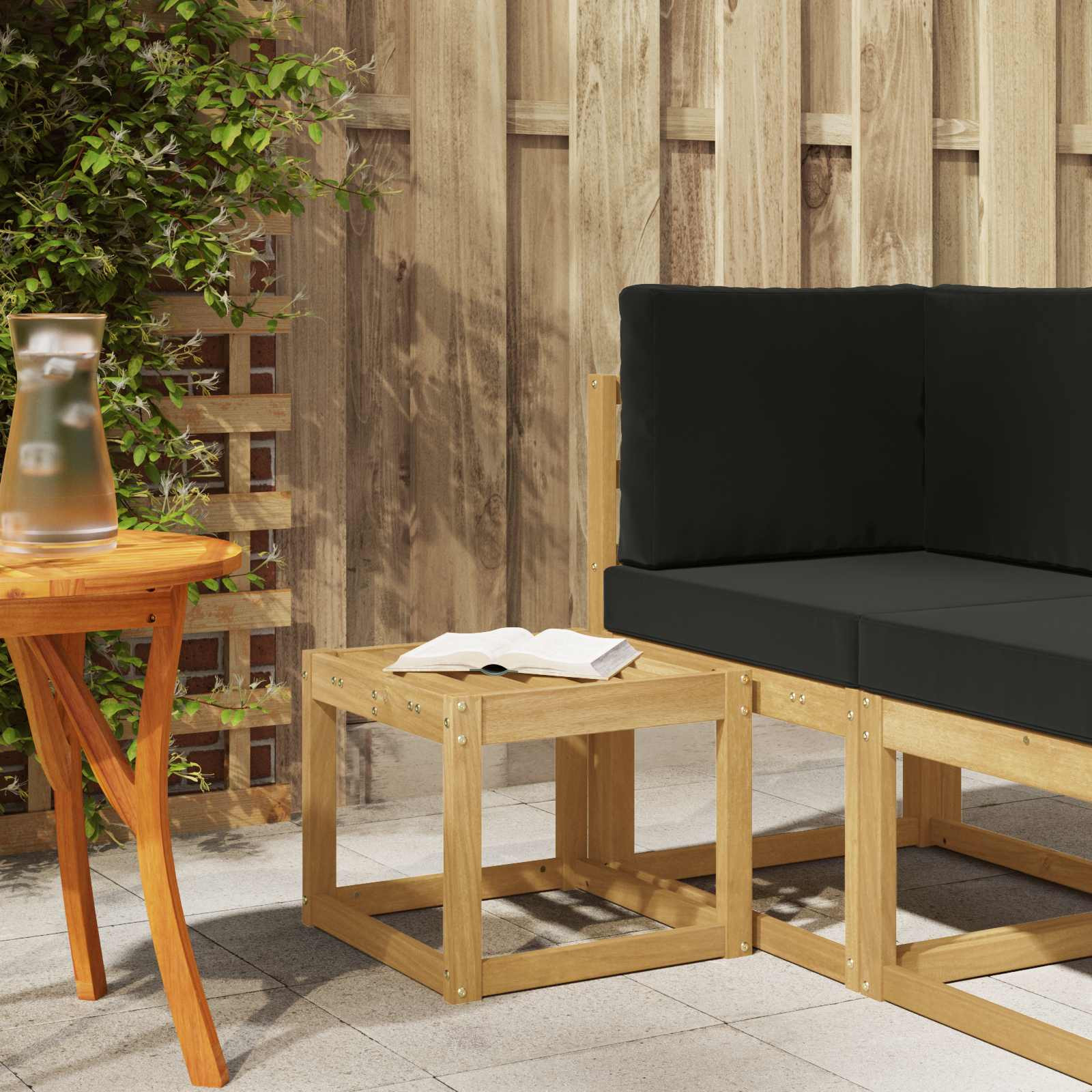vidaXL Outdoor Hocker Bank Weiß 43 x 43 x 37 cm Massivholz Akazie
