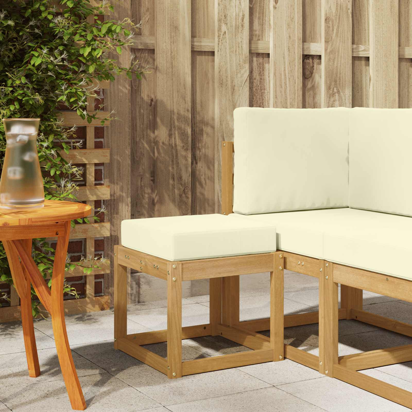 vidaXL Outdoor Hocker Bank Weiß 43 x 43 x 45 cm Massivholz Akazie