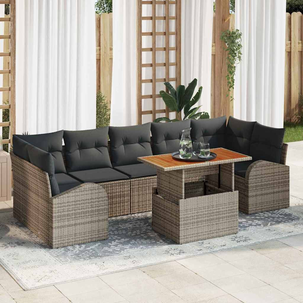 vidaXL Garten-Sofa-Set mit Kissen 8 pcs Grau