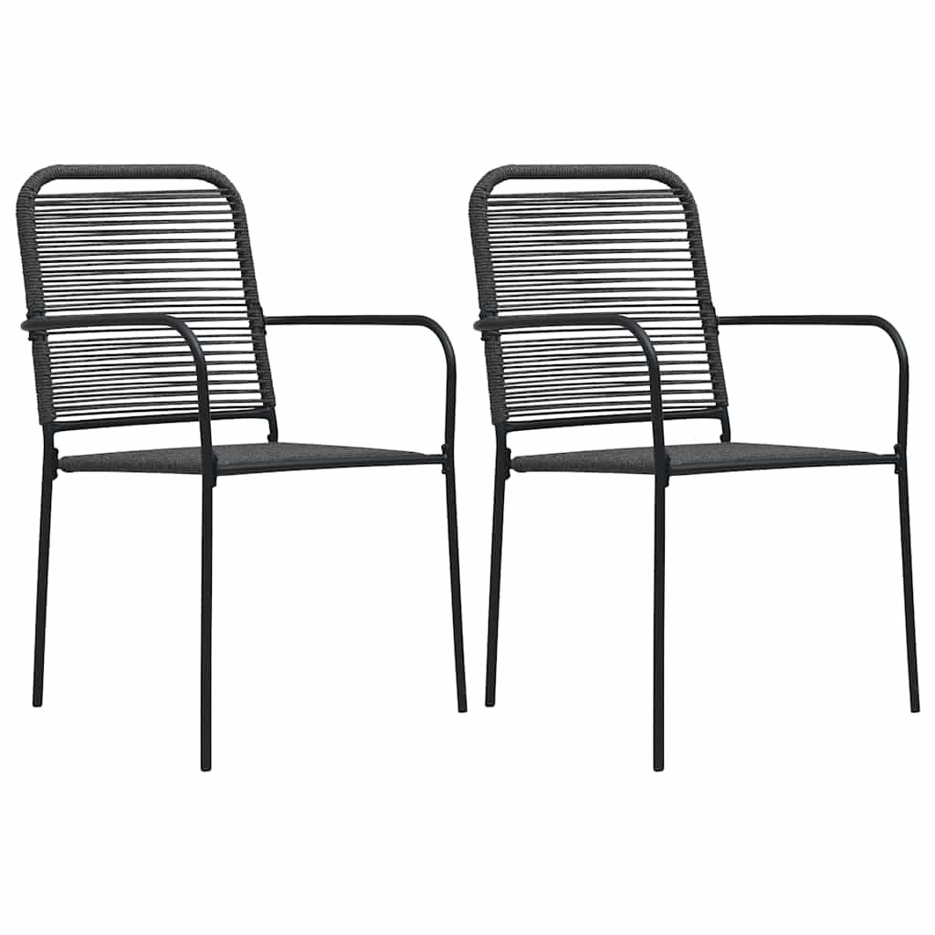 vidaXL Gartenstühle 2 Stk. Baumwollseil und Stahl Schwarz