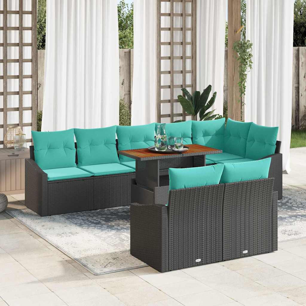 vidaXL Gartensofa-set 9 stk. 8-Sitzanzahl Schwarz und Türkis