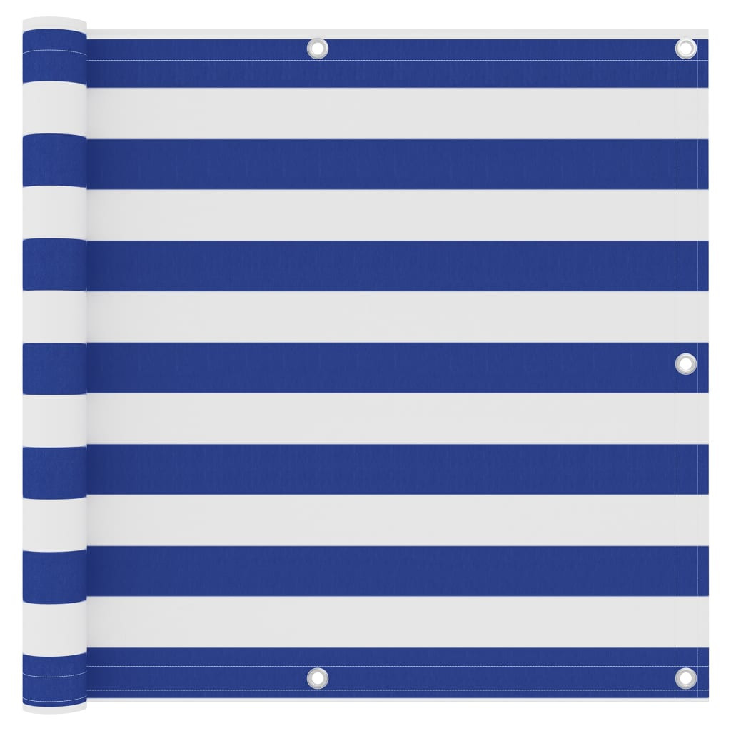 vidaXL Balkon-Sichtschutz Weiß und Blau 90x400 cm Oxford-Gewebe