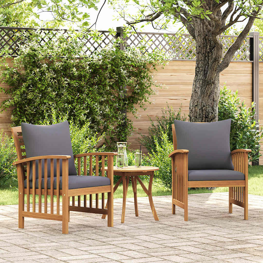 vidaXL Gartenstühle mit Kissen 2 Stk. Akazie Massivholz