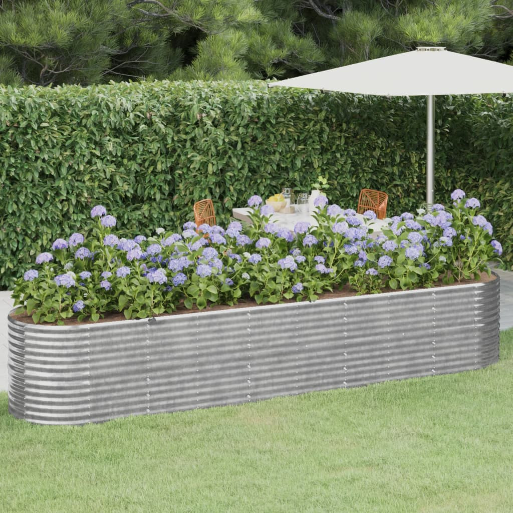 vidaXL Hochbeet Verzinkter Stahl 368x80x68 cm Silbern