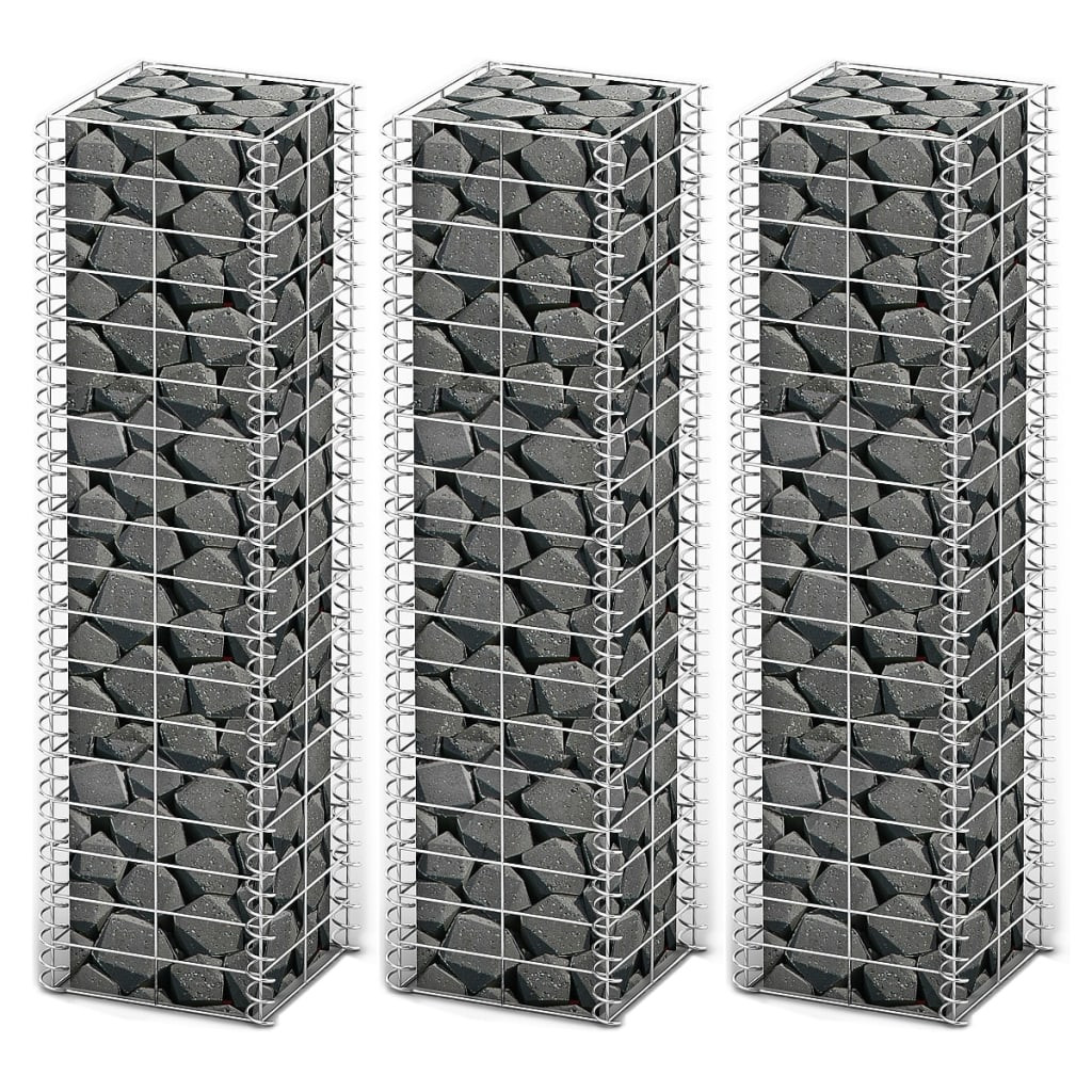 vidaXL Gabionen-Set 3-tlg. Verzinkter Draht 25×25×100 cm