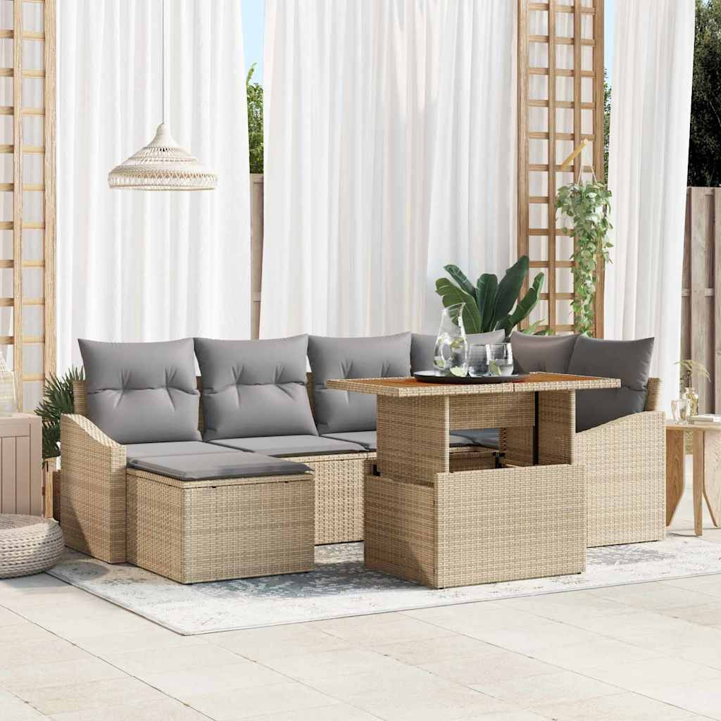 vidaXL Gartensofa-set 7 pcs Beige und Grau