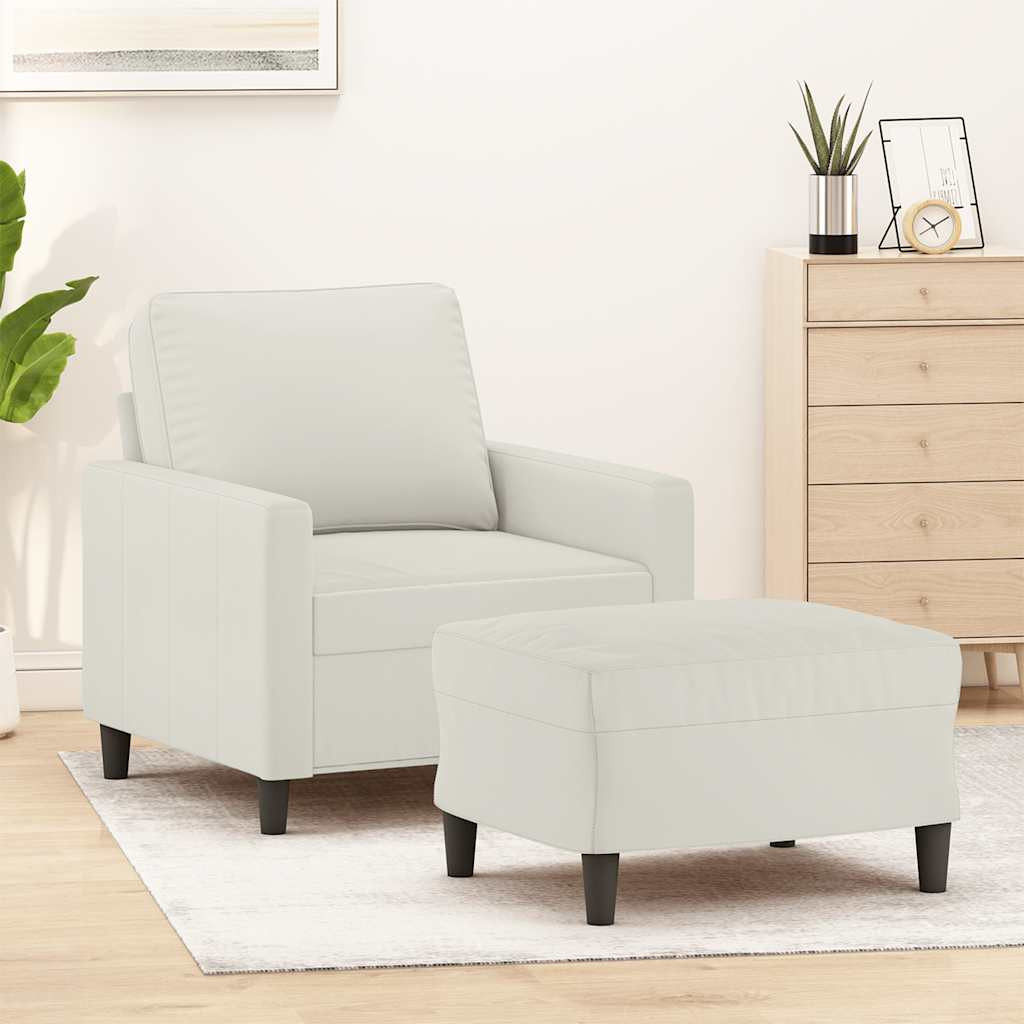 vidaXL Sessel mit Hocker Creme 60 cm Samt