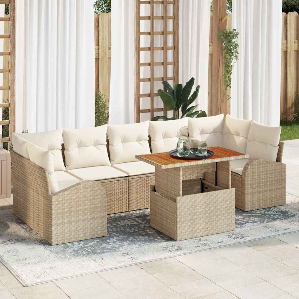 vidaXL Garten-Sofa-Set mit Kissen 8 pcs Beige und Creme